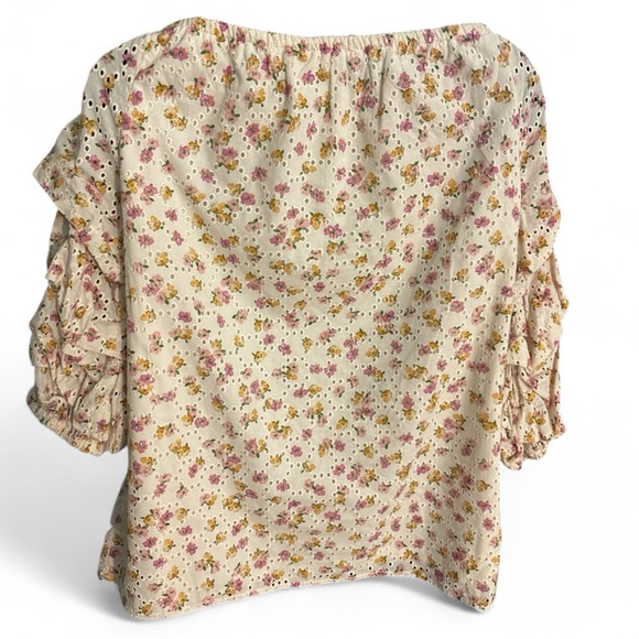 CECE Floral Eyelet Off-Shoulder Oversized Women's Top LIKE NEW - Picture 4 of 5